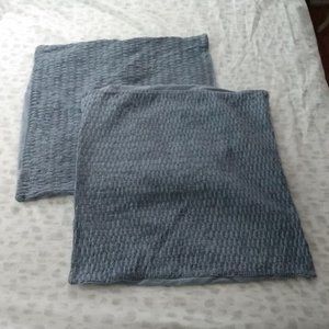 Calvin Klein Blue Cotton Texture Euro Shams / Square Pillow Covers